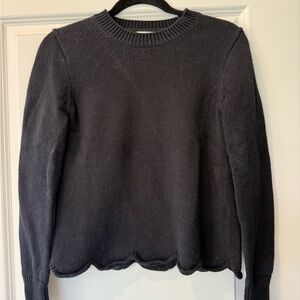 J Crew Black Scalloped Hem Sweater